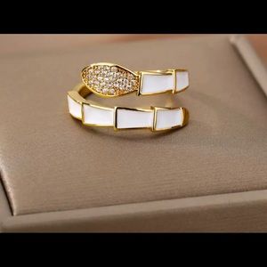 serpent resizable enamel micro paved ring